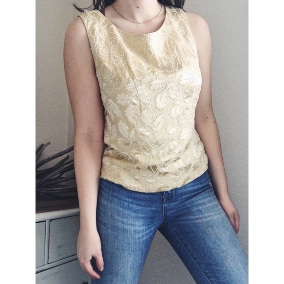 Banana Republic Beaded Silk Button Back Top - Picture 7 of 8